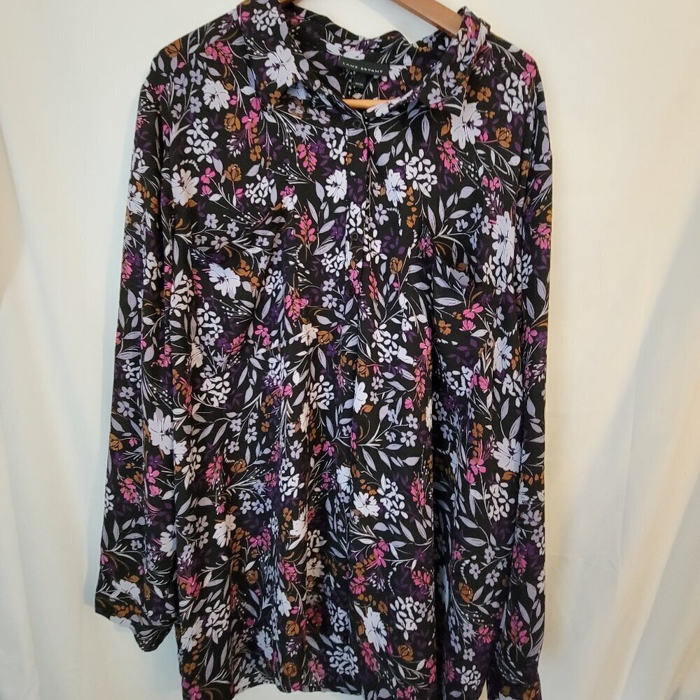 Women's Plus Lane Bryant Floral‎ Blouse 34/35 Top Shirt